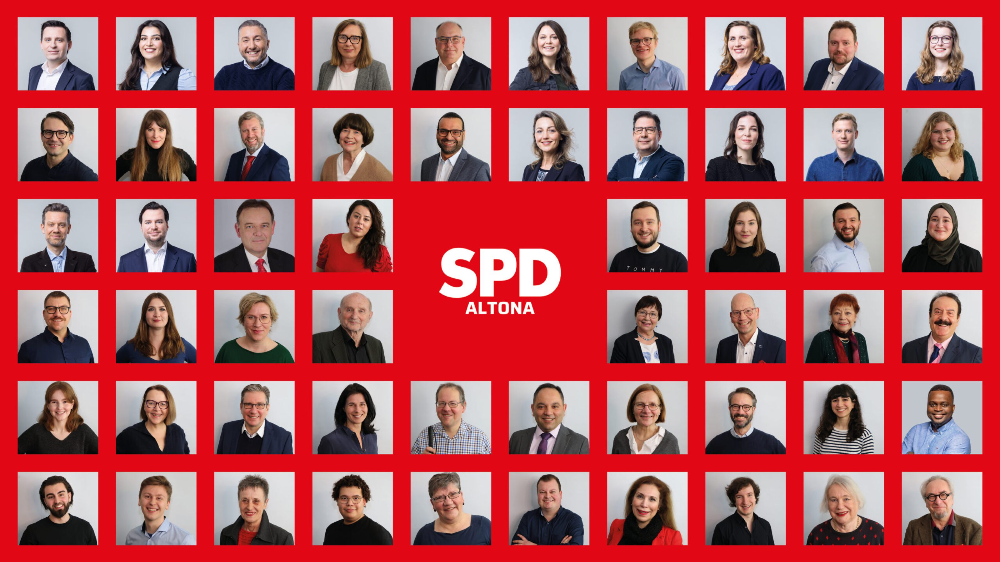 Blick schräg von unten auf das SPD Logo des Max-Brauer-Hauses, die Geschäftsstelle der SPD Altona